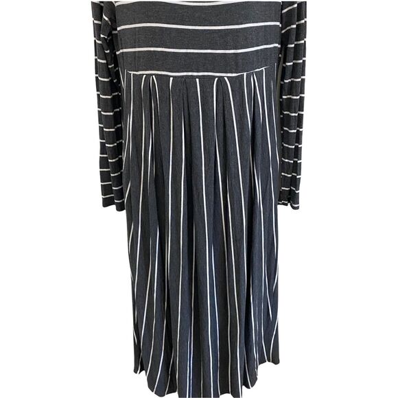 Ella Mara Large T-shirt Dress Long Sleeve Midi Striped Gray White - Picture 5 of 11